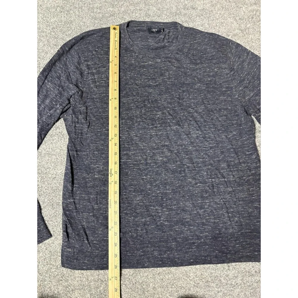 J.CREW Sweater Mens XL Blue Lightweight Cotton Acrylic Linen Crew Neck Pullover